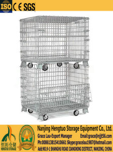 Warehouse Stackable Wire Mesh Roll Container with Heavy Duty