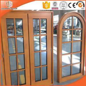 Ultra Large Special Shape Wood Window with Grille Design, Grille Round-Top Casement Window Solid Pin